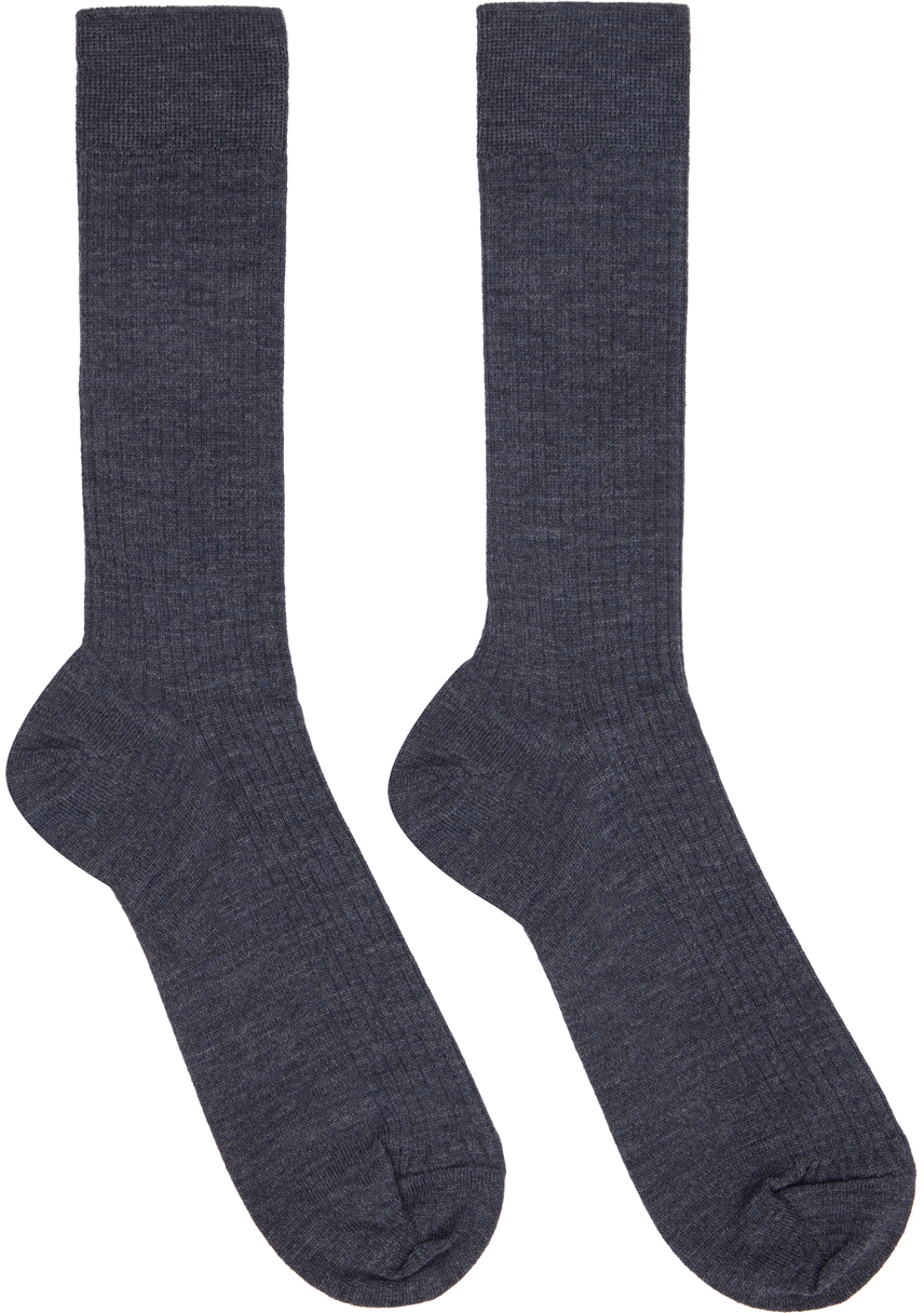 AURALEE Gray Low Gauge Socks Auralee