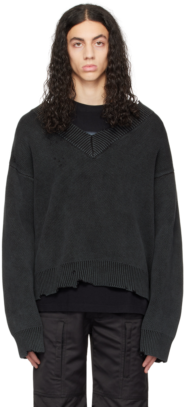 C2H4 Gray Sunburnt Distressed Sweater C2H4