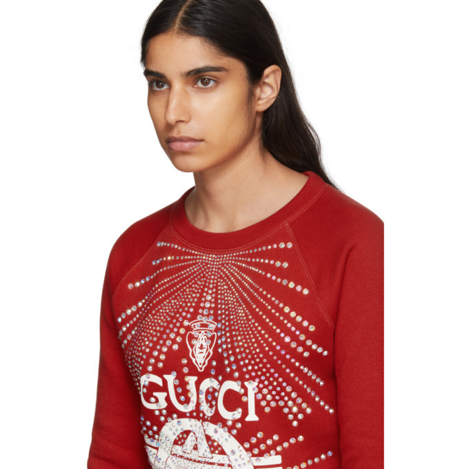 Gucci Red Crystal Logo Sweatshirt Gucci