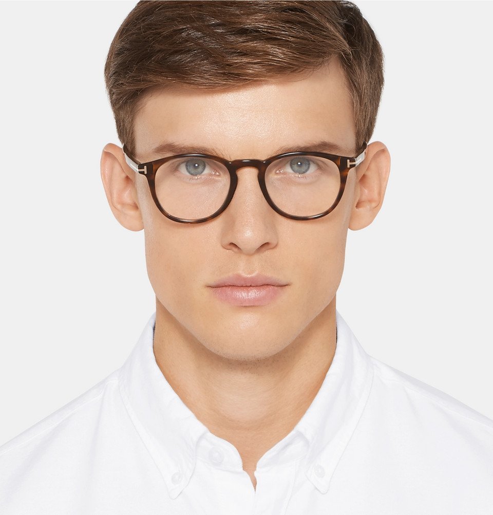 TOM FORD - Round-Frame Tortoiseshell Acetate Optical Glasses - Men - Brown TOM  FORD