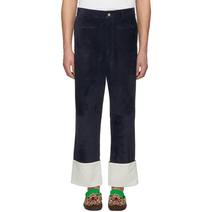 Loewe Navy Suede Fisherman Trousers Loewe