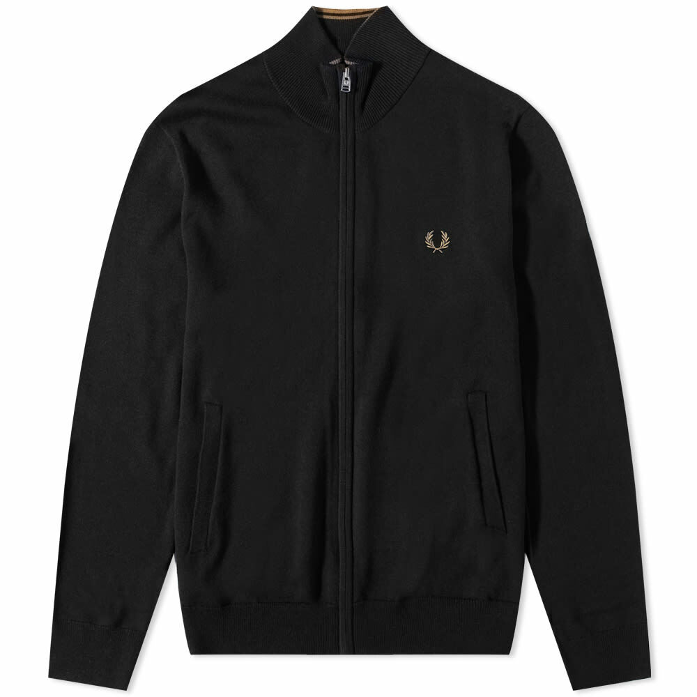 Fred Perry Men's Classic Zip Through Cardigan in Black Fred Perry