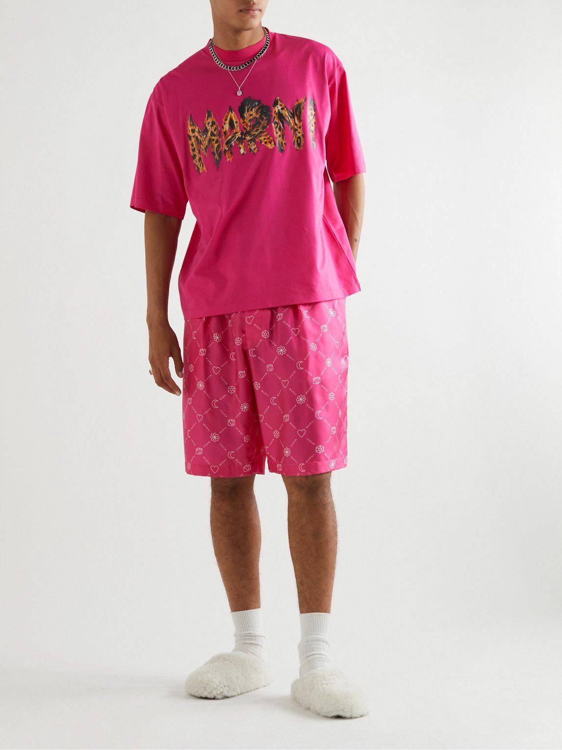 Marni - Logo-Print Cotton-Jersey T-Shirt - Pink Marni