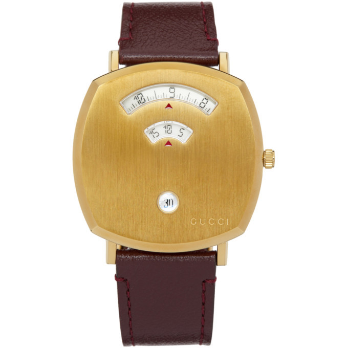 Gucci Gold and Brown Grip Watch Gucci