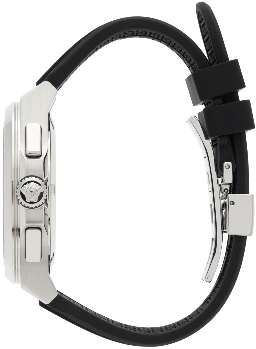 Versace Black & Silver Geo Chrono Watch Versace