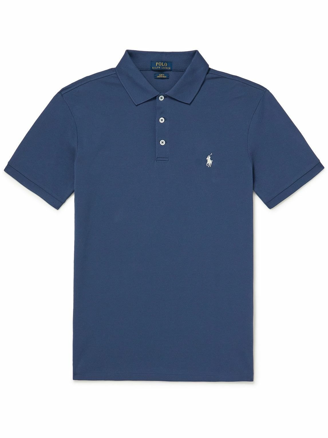 Photo: Polo Ralph Lauren - Slim-Fit Stretch-Cotton Piqué Polo Shirt - Blue