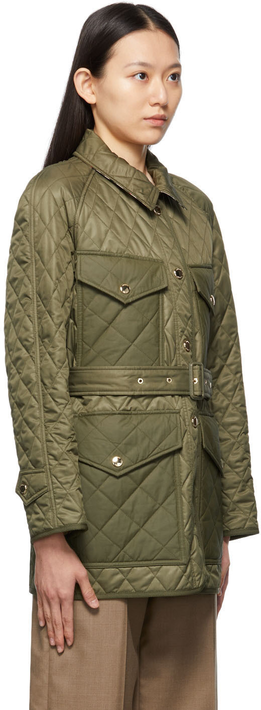 Burberry Khaki Diamond Quilted Field Jacket Burberry