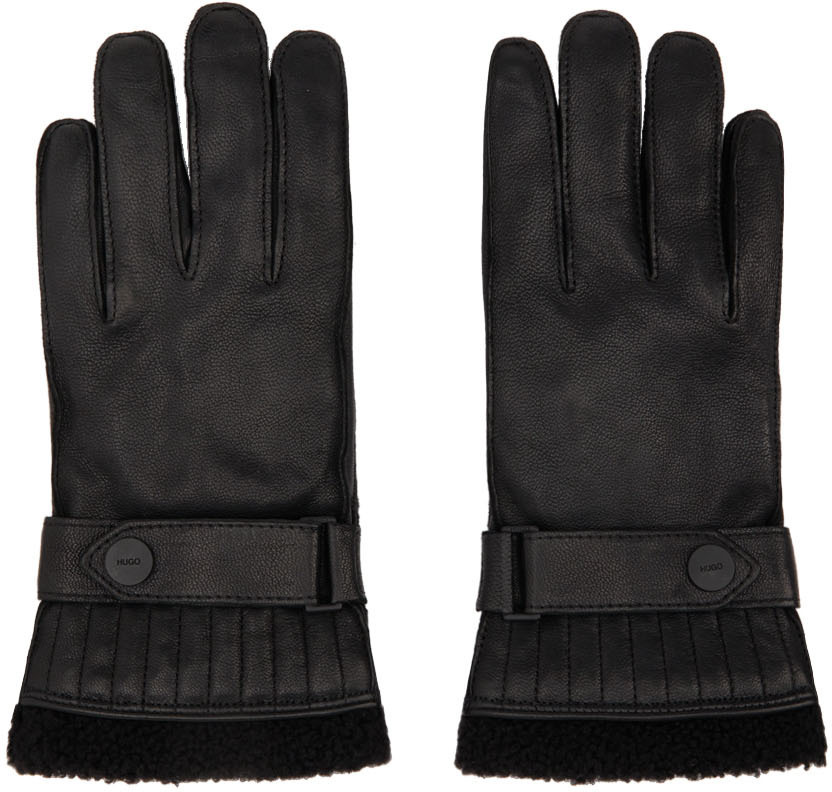 Hugo Black Goatskin Gloves Hugo Boss