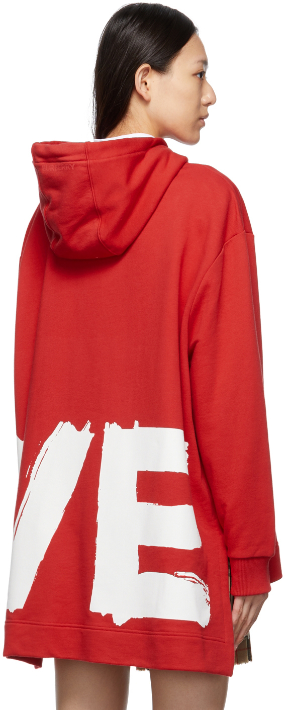 SSENSE Women Clothing Sweaters Hoodies Red Oversized Love Fairhall Hoodie 