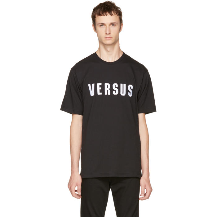 Versus Black Embroidered Logo T-Shirt Versus