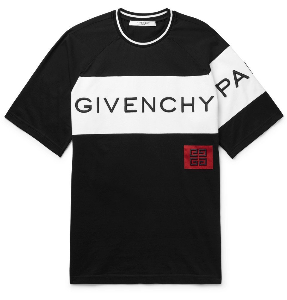 Givenchy - Slim-Fit Logo-Embroidered Cotton-Jersey T-Shirt - Men - Black  Givenchy