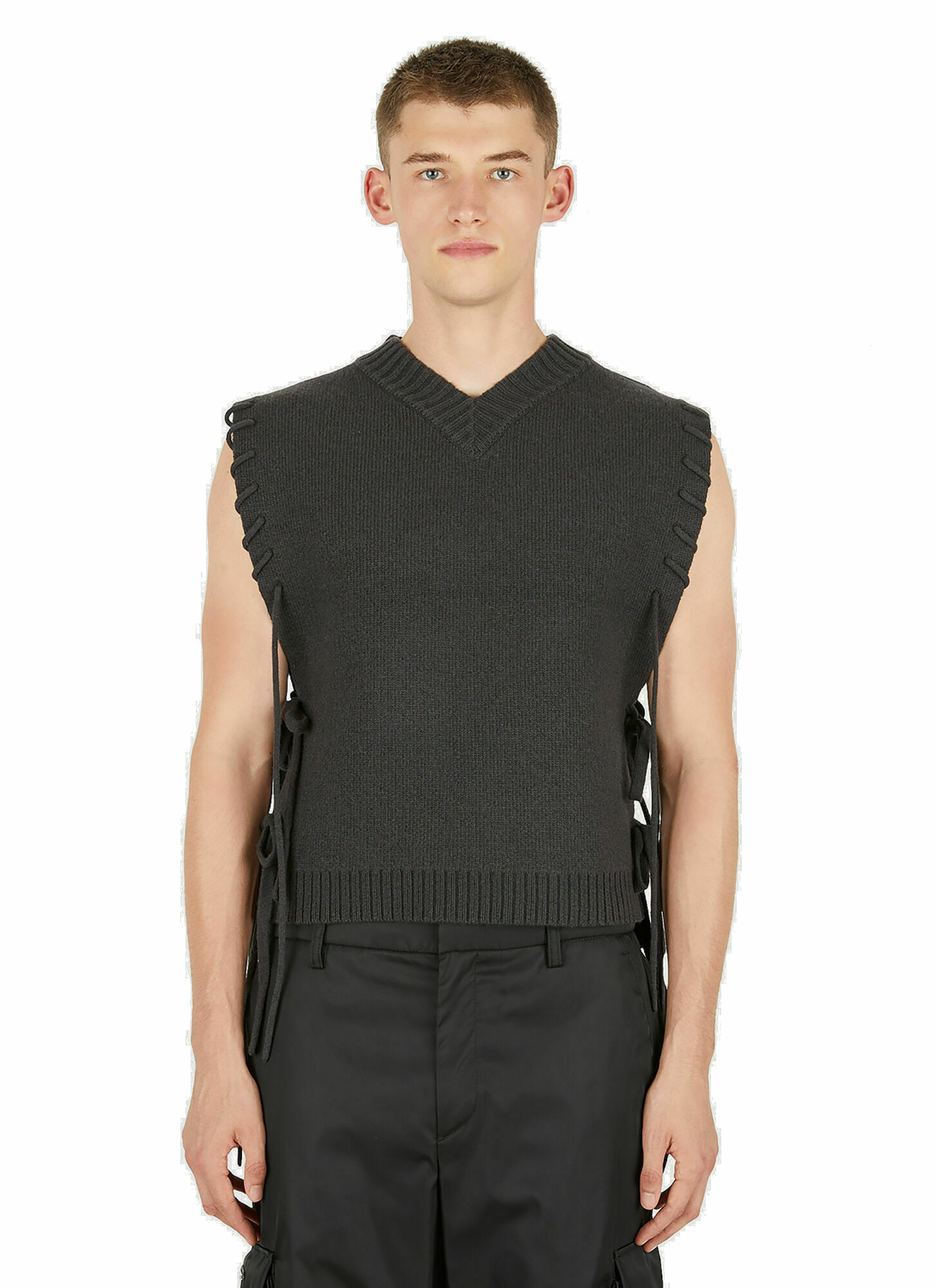 Photo: Laced Sleeveless Sweater in Black