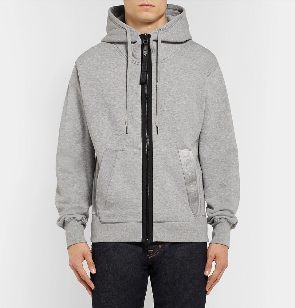 TOM FORD - Oversized Logo-Trimmed Garment-Dyed Fleece-Back Cotton-Jersey  Hoodie - Men - Gray TOM FORD