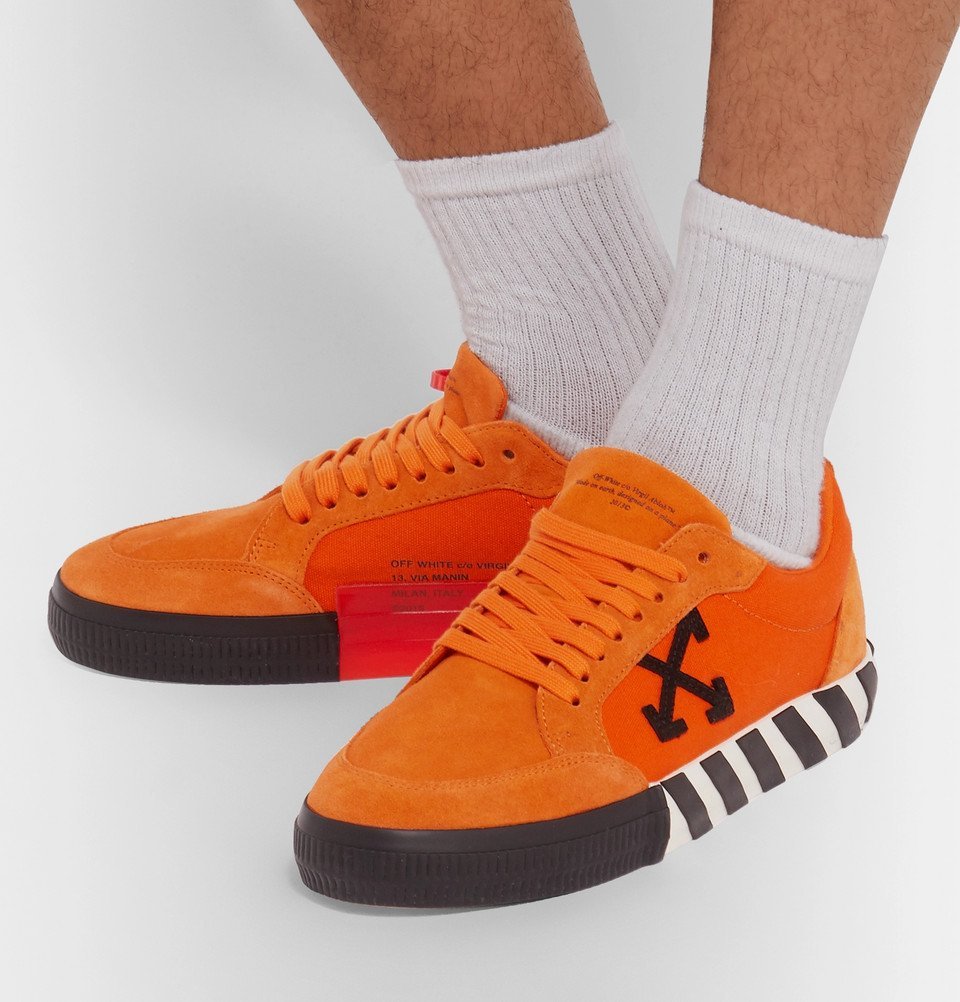 OffWhite Suede and Canvas Sneakers Orange OffWhite
