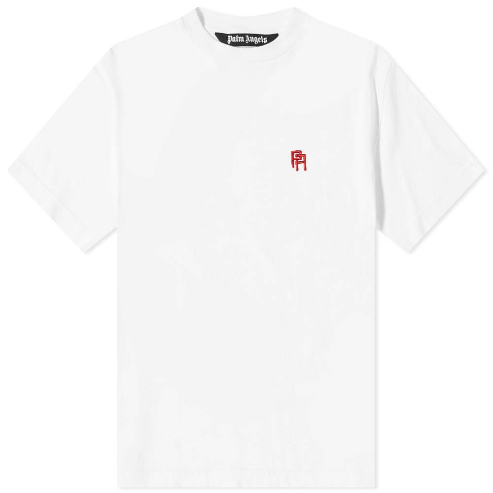 Photo: Palm Angels Men's Embroidered Monogram T-Shirt in White/Red