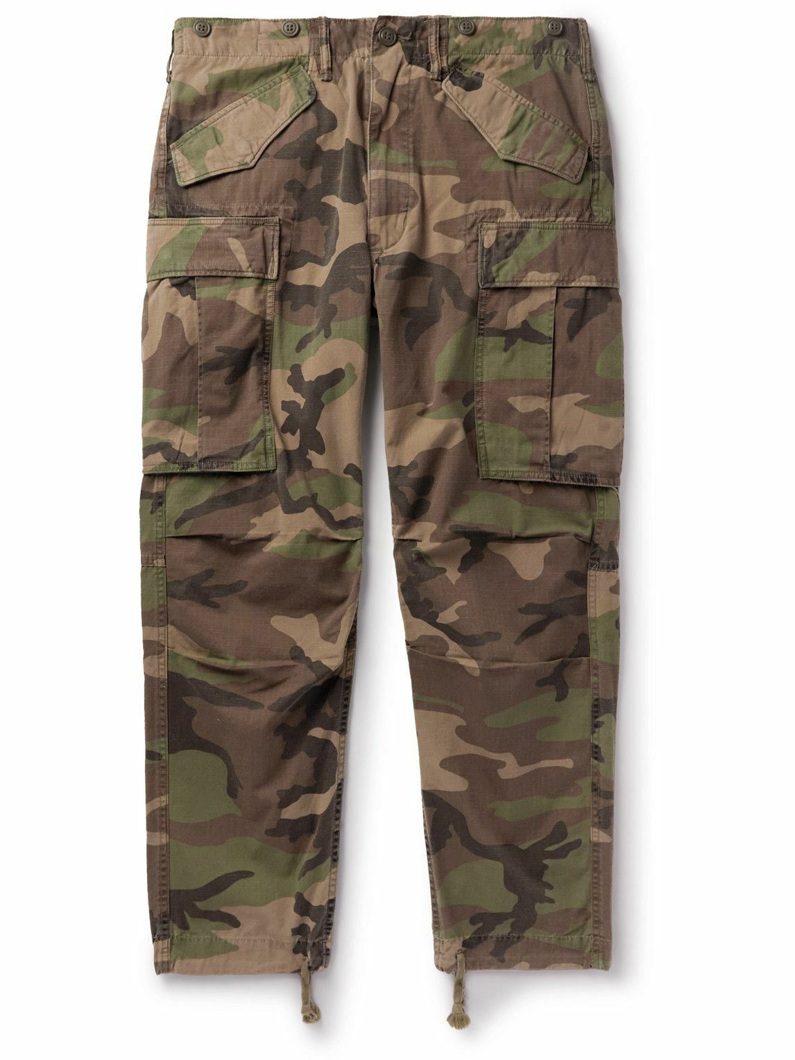 RRL - Tapered Camouflage-Print Cotton-Ripstop Cargo Trousers - Green RRL