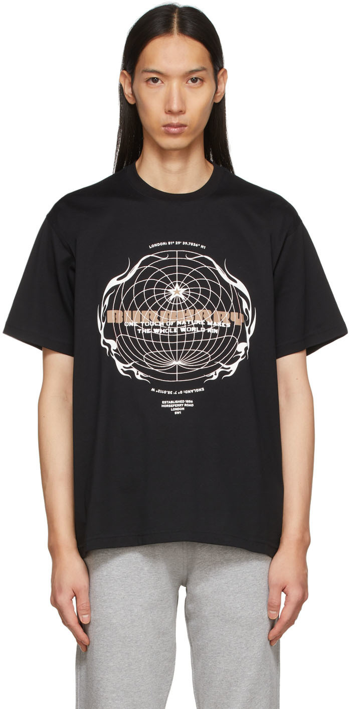Burberry Black Globe Graphic T-Shirt 