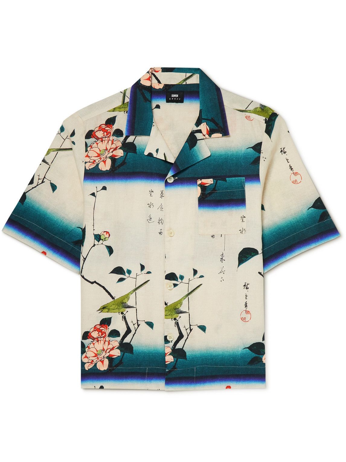EDWIN - Hiroshige Camp-Collar Printed Linen and Cotton-Blend Shirt 