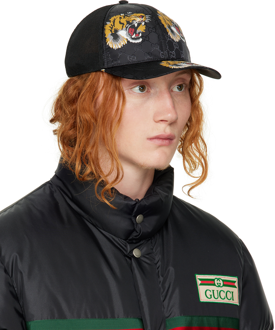 Gucci Black GG Tiger Cap Gucci