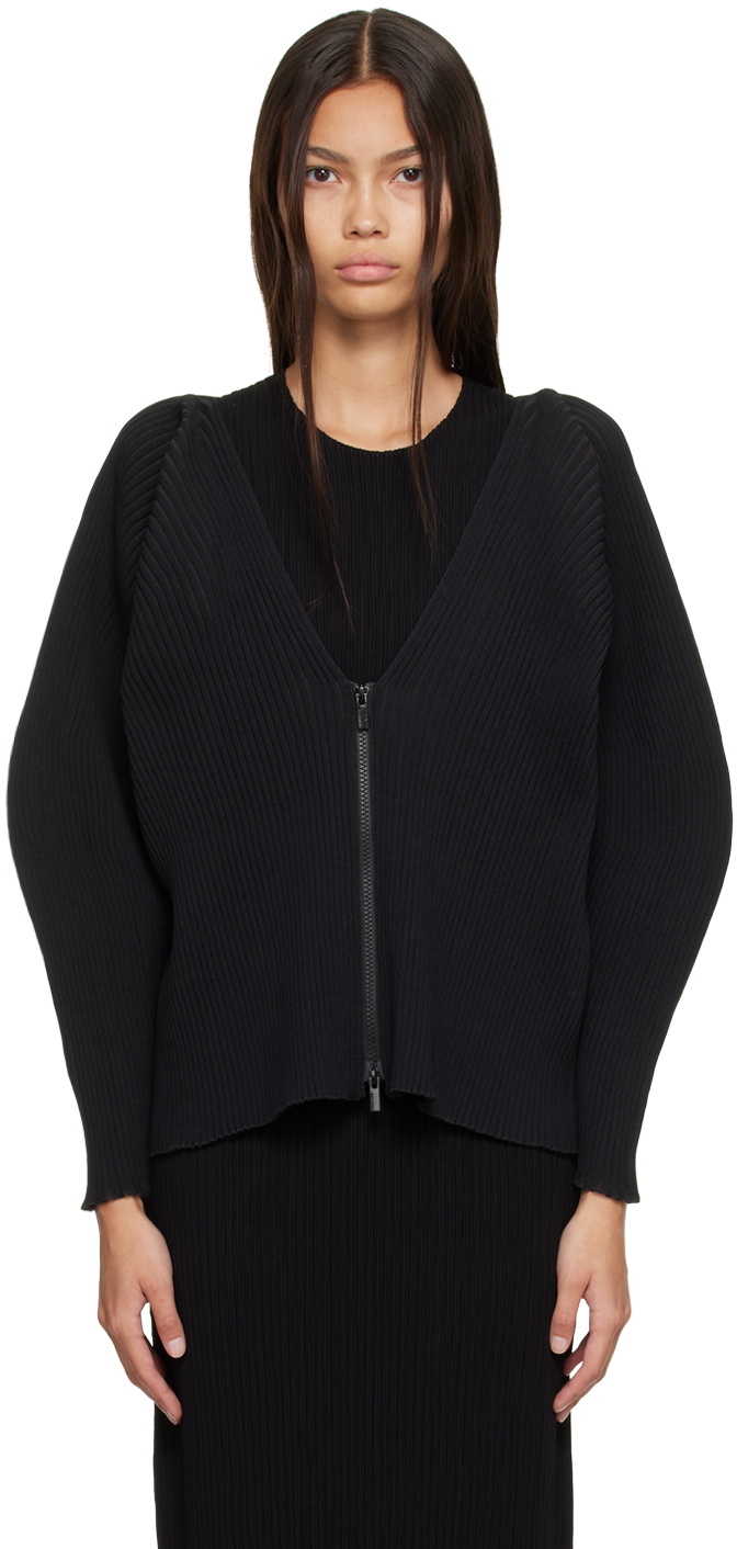 Issey Miyake Black Fluidity Arc Cardigan Issey Miyake Men