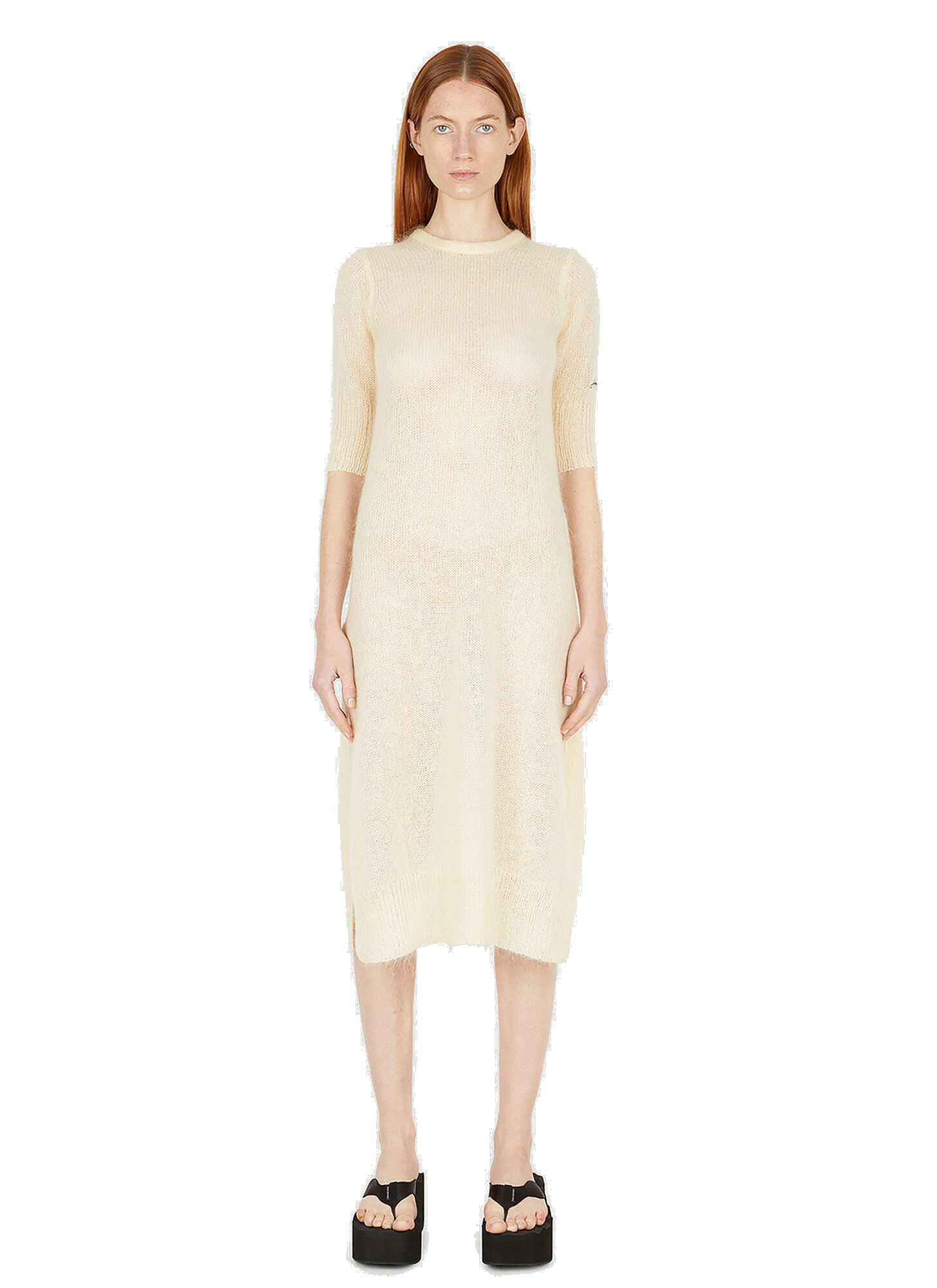 Open Back Knit Dress in Beige GANNI