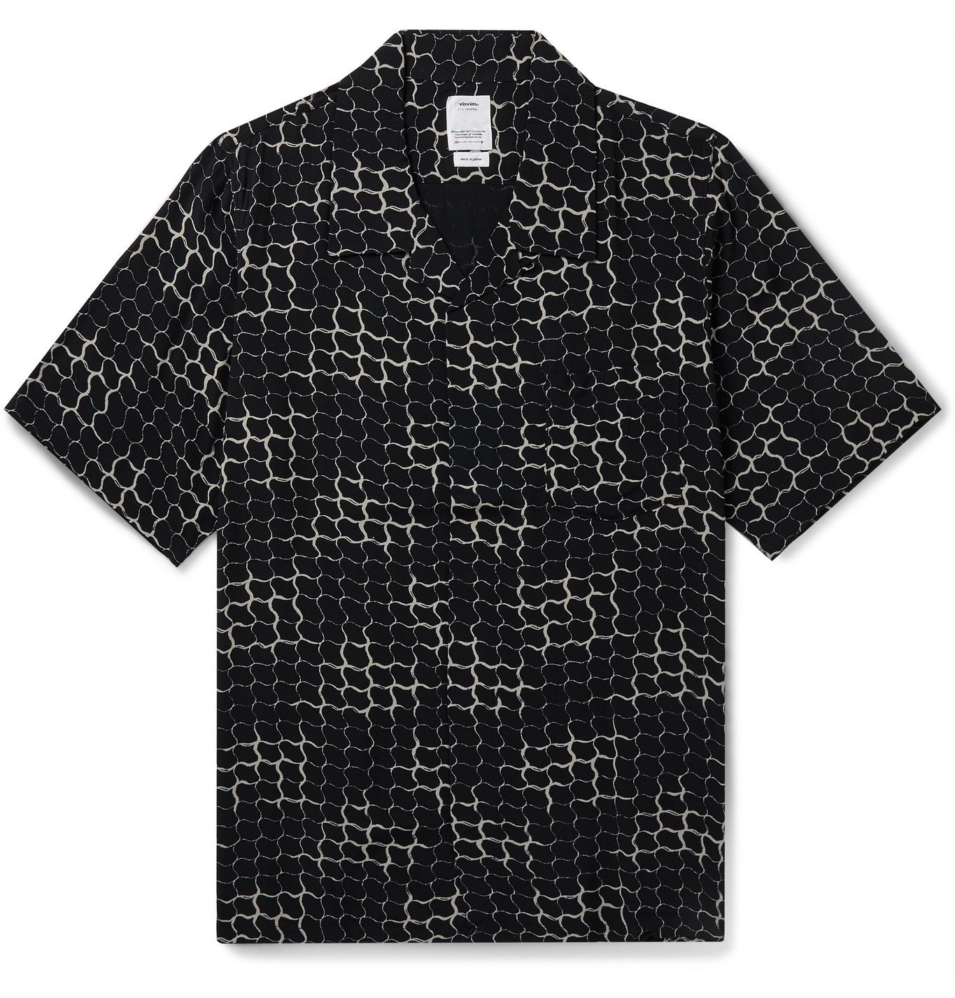 Camp-Collar Printed Voile Shirt 