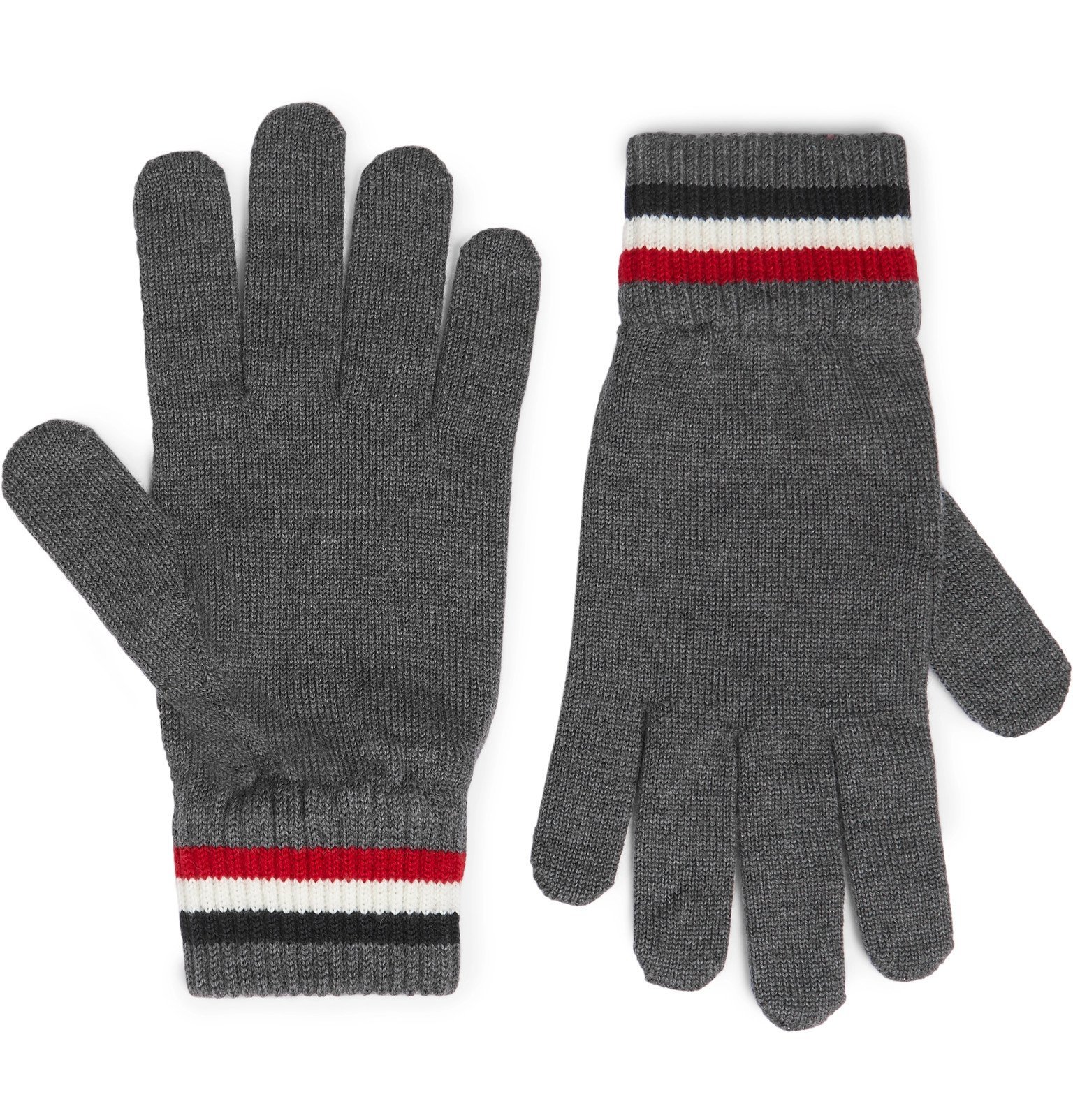 Moncler - Logo-Appliquéd Virgin Wool Gloves - Gray Moncler