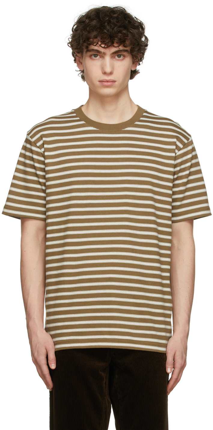 Norse Projects Brown & White Johannes College Stripes T-Shirt Norse ...