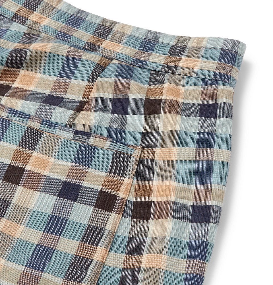 Oliver Spencer - Checked Cotton Drawstring Shorts - Men - Blue