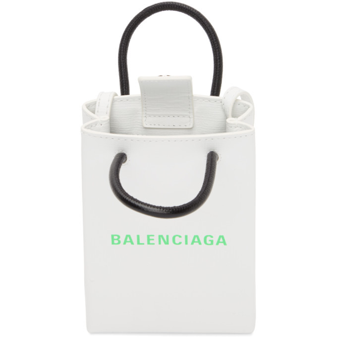 Balenciaga White Shopping Phone Holder Bag Balenciaga