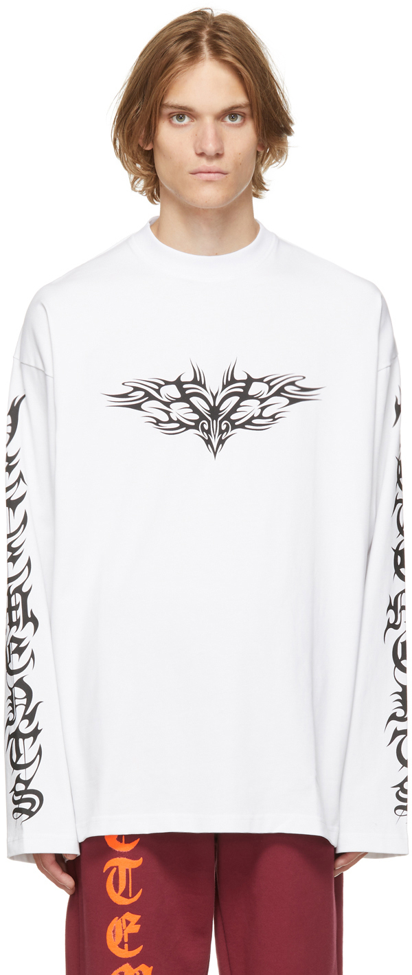 VETEMENTS White Gothic Logo Long Sleeve T-Shirt Vetements