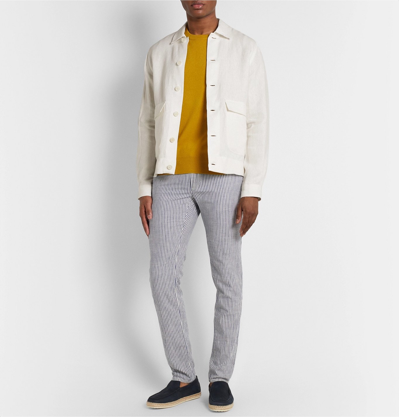 De Petrillo - Linen Bomber Jacket - White De Petrillo