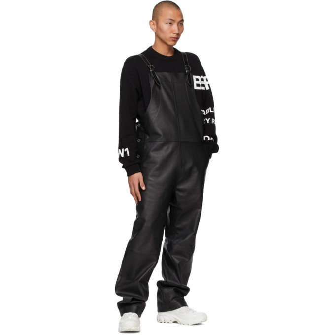 Burberry Black Leather Shark Fin Overalls Burberry