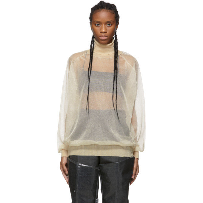 Toga Beige Sheer Knit Turtleneck Toga Pulla