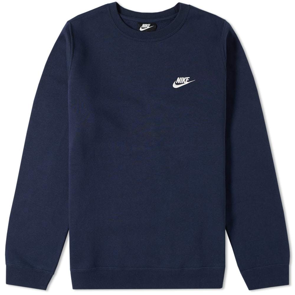 nike club crew neck sweat in white