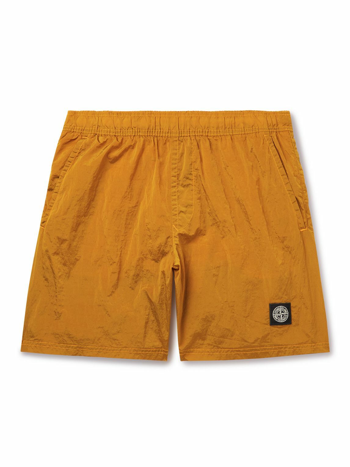 Photo: Stone Island - Logo-Appliquéd Straight-Leg Mid-Length Swim Shorts - Orange