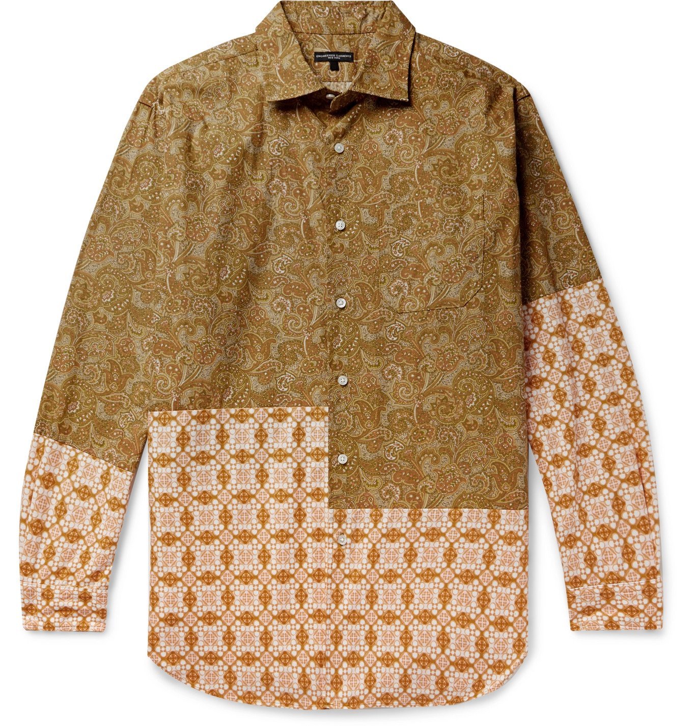 Engineered Garments - Patchwork Printed Cotton-Poplin Shirt - Neutrals ...