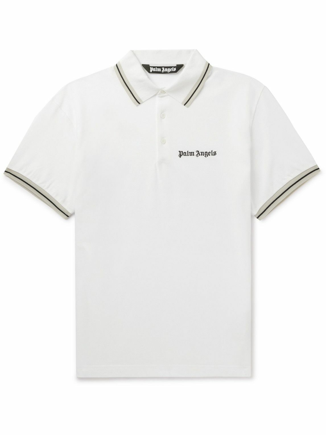 Palm Angels - Contrast-Tipped Logo-Embroidered Cotton-Piqué Polo Shirt ...
