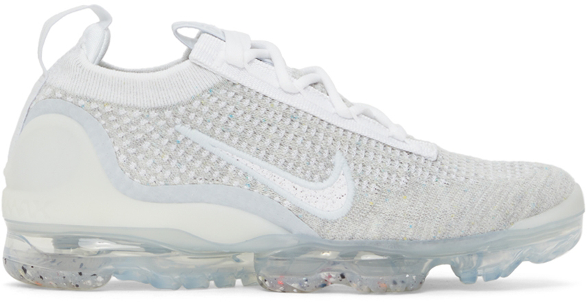 Nike White & Grey Flyknit Air Vapormax 2021 Sneakers Nike