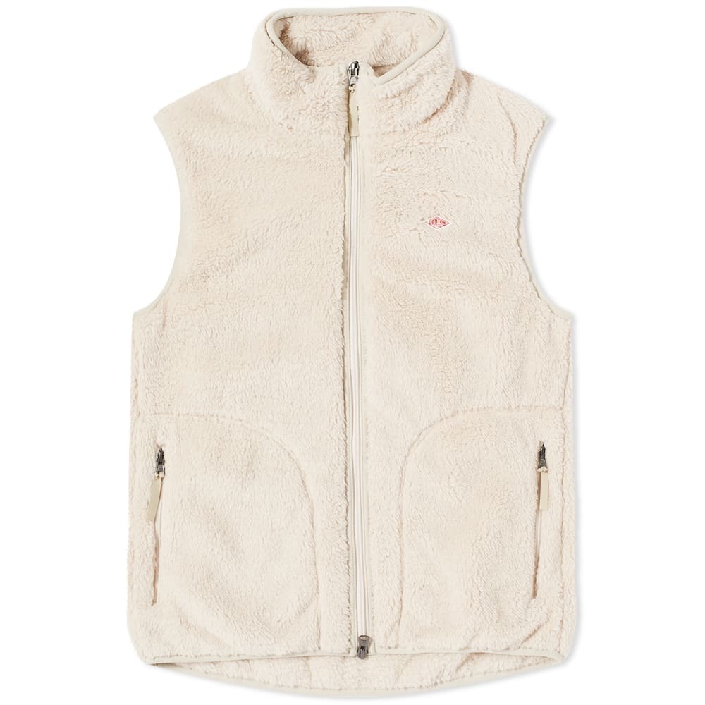 Danton Men's High Pile Fleece Stand Collar Vest in Oyster Danton