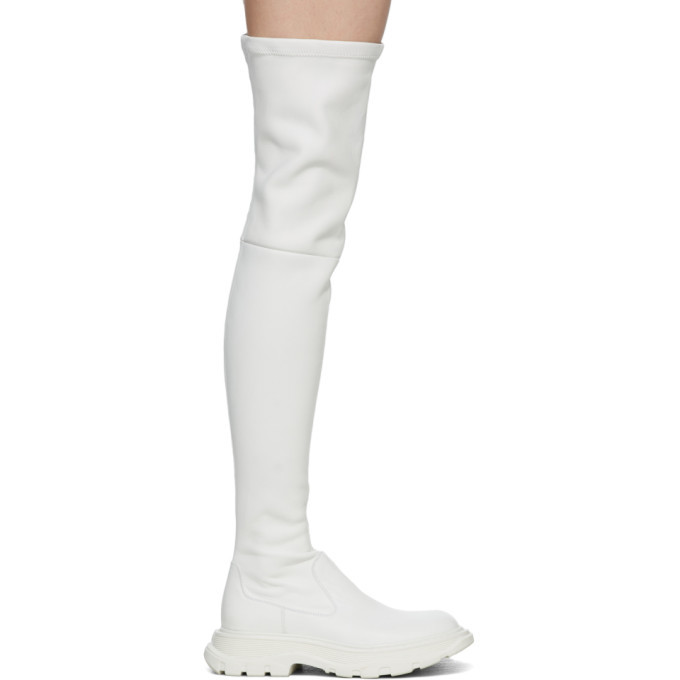 Alexander McQueen Off-White Thigh-High Tread Boots Alexander McQueen
