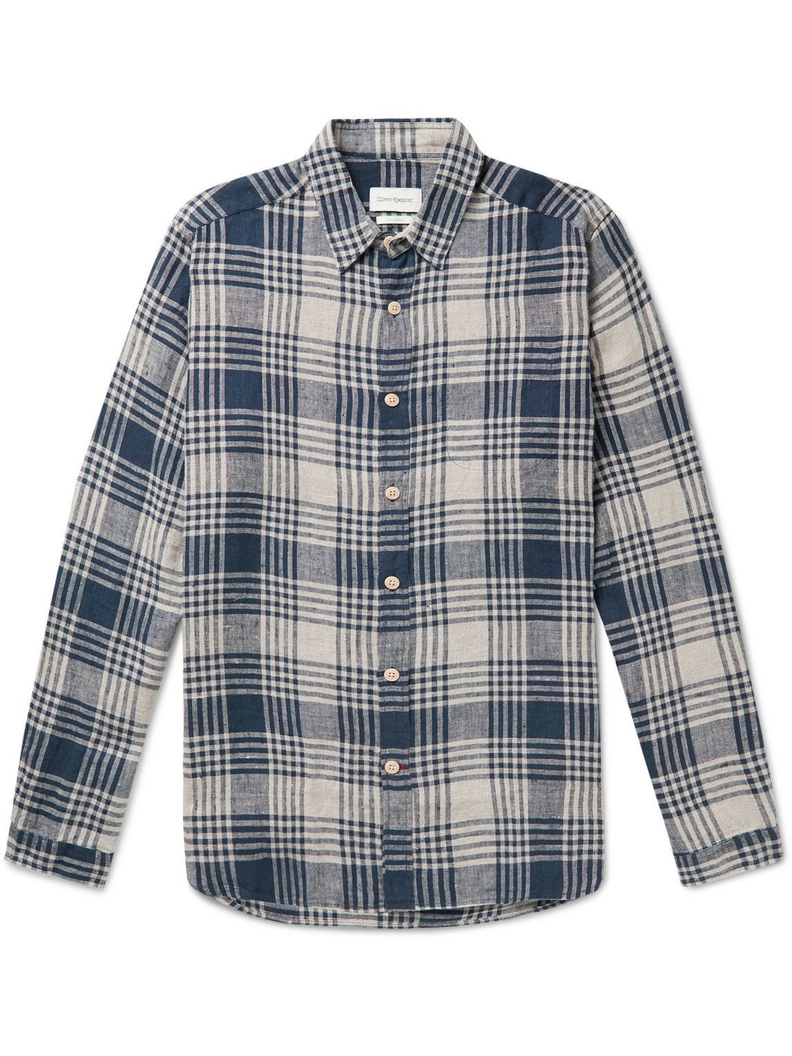 Photo: Oliver Spencer - New York Special Checked Linen Shirt - Blue