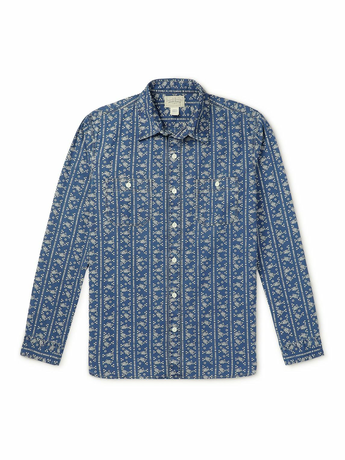 RRL - Indigo-Dyed Logo-Print Cotton-Twill Shirt - Blue RRL