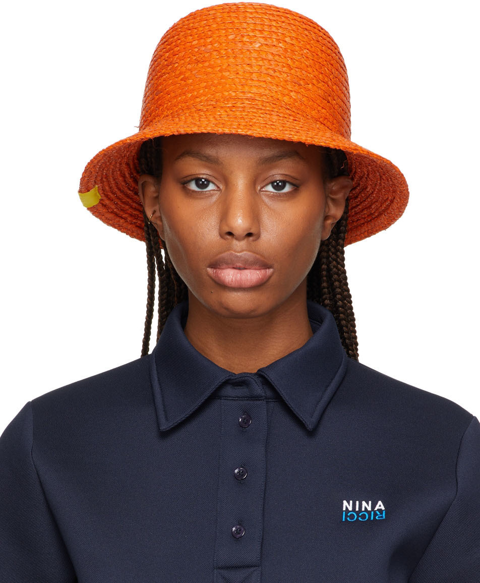 Nina Ricci Orange Straw Beach Hat Nina Ricci