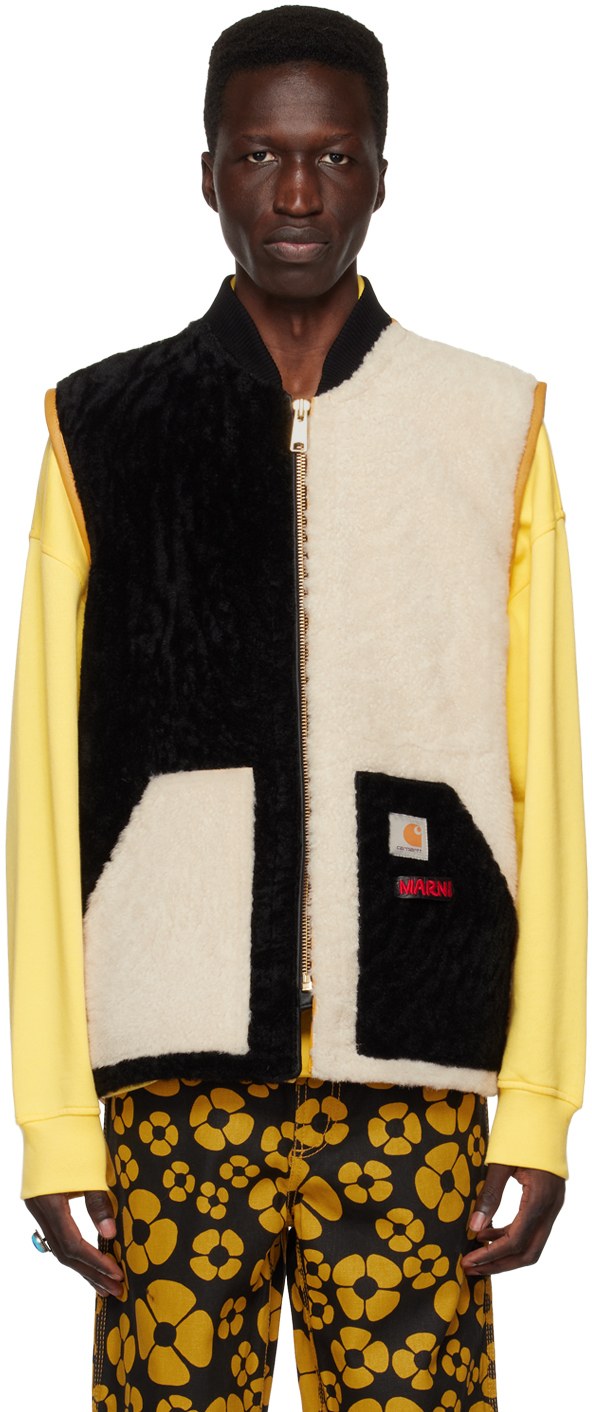 Photo: Marni Multicolor Carhartt WIP Edition Paneled Shearling Vest