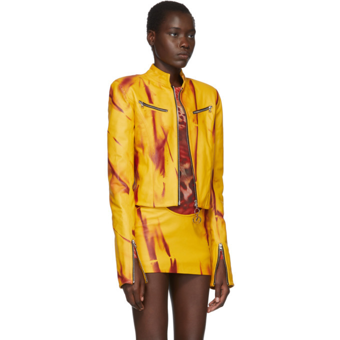 Mowalola SSENSE Exclusive Yellow Leather Kumbi Jacket Mowalola