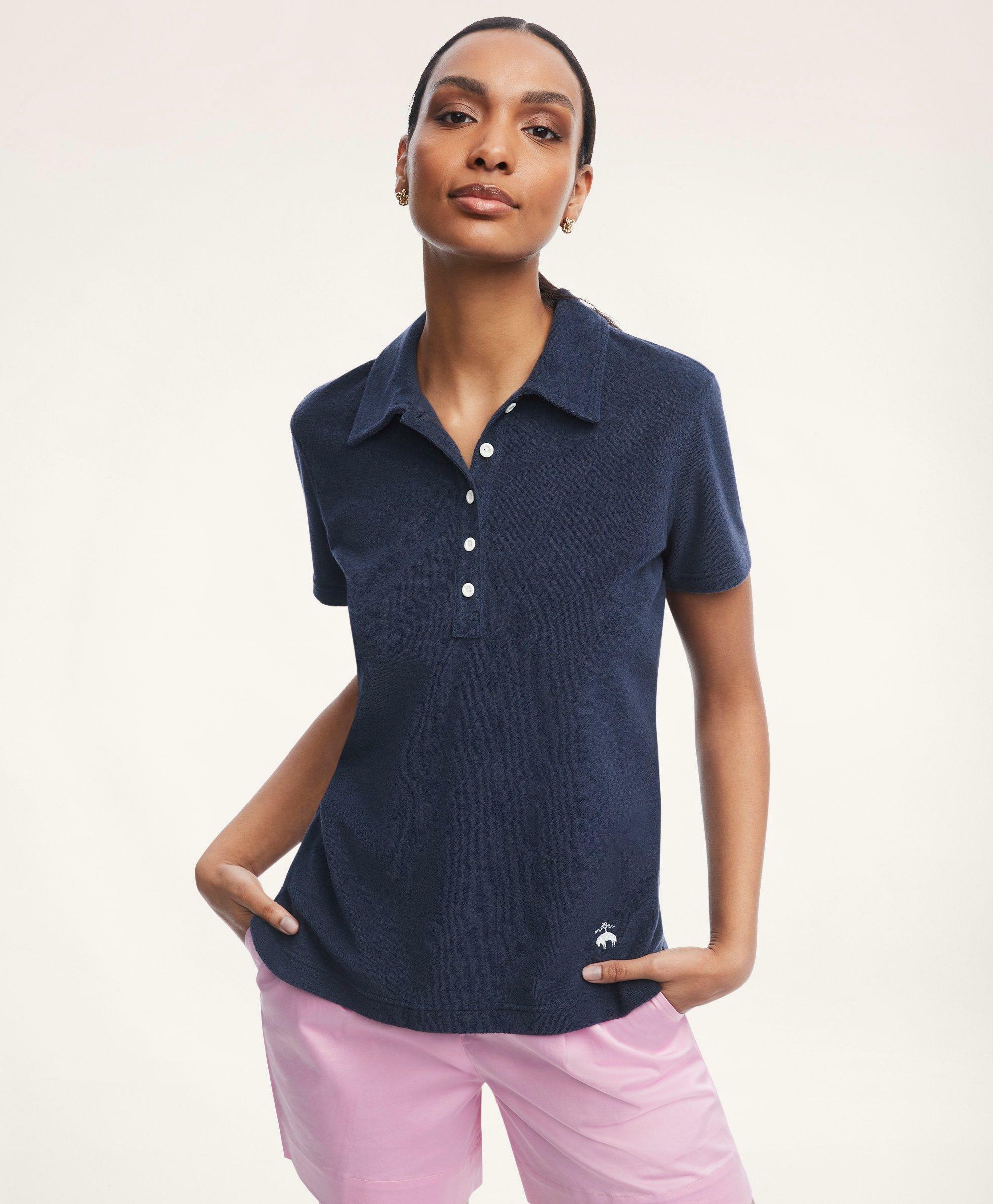 Brooks Brothers Women's Cotton Terry Polo Shirt | Navy