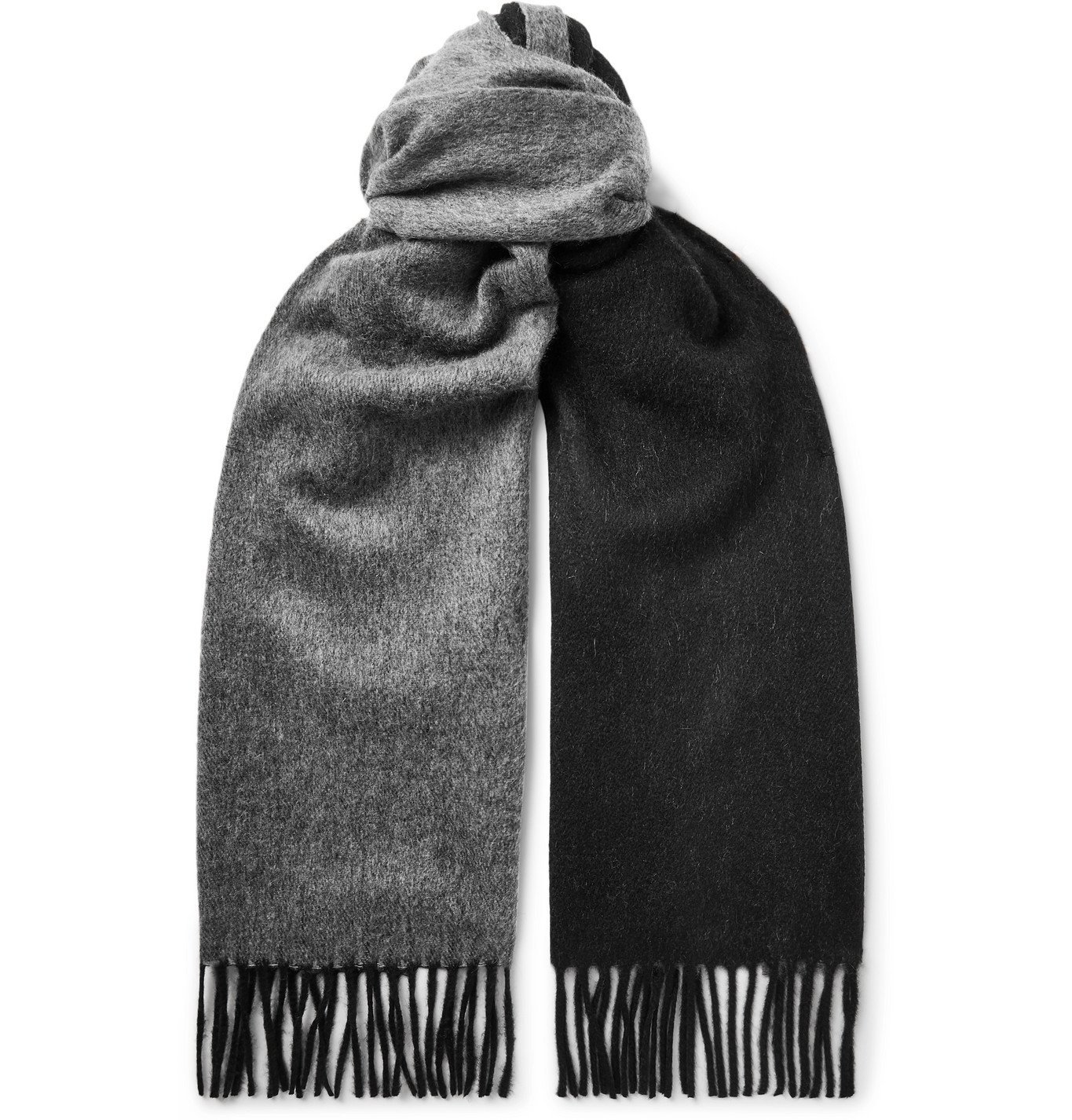 TOM FORD - Fringed Two-Tone Double-Faced Cashmere Scarf - Gray TOM FORD