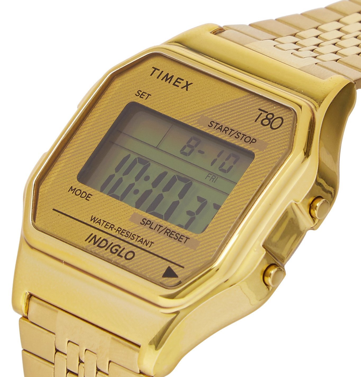 Timex T80 34mm GoldTone Digital Watch Gold Timex