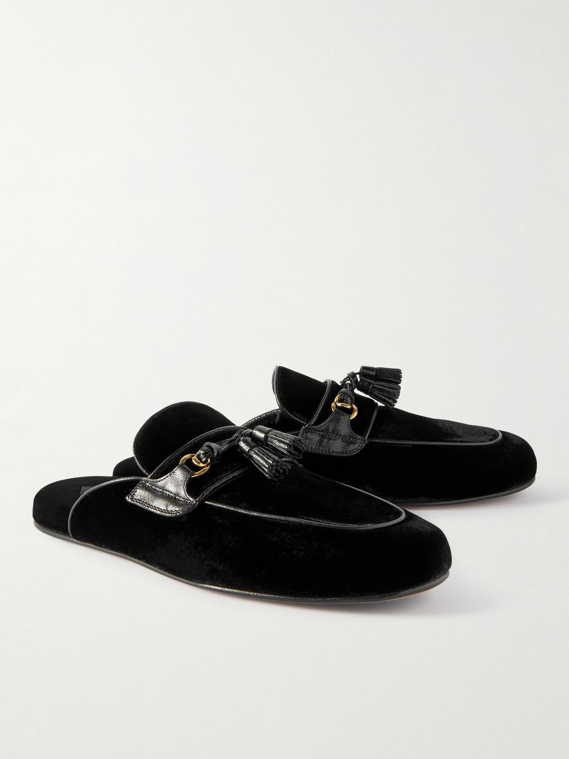 TOM FORD - Stephan Tasselled Leather-Trimmed Velvet Slippers - Black TOM  FORD